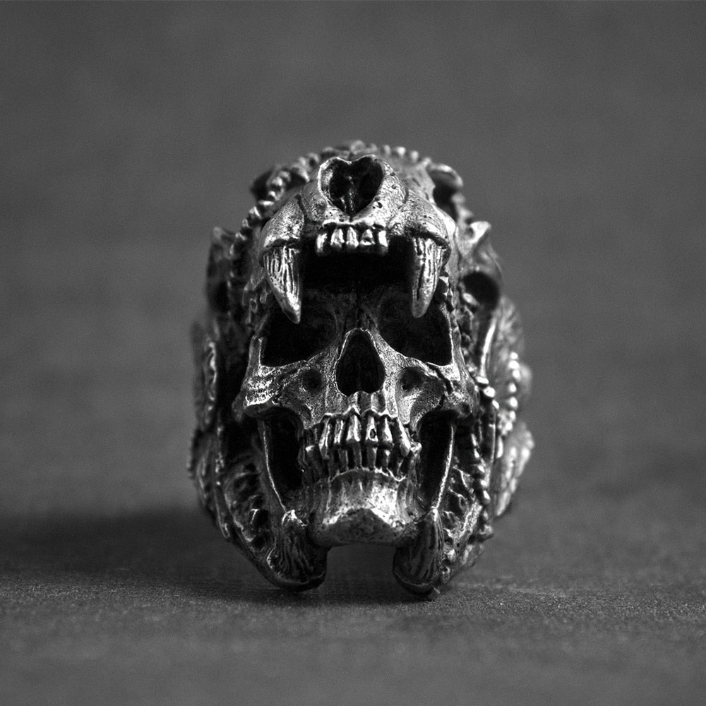 Indian Jaguar Warrior Skull Ring